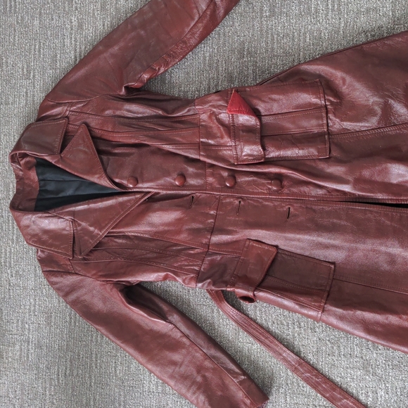 Vintage Faux Leather Trench Coat - Picture 6 of 13